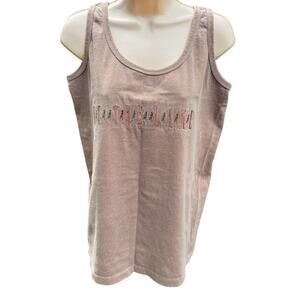 Medium Embroidered Taupe “At The Lake” Tank Top